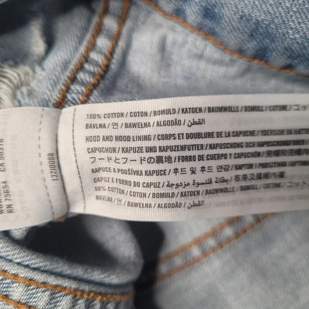 Abercrombie & Fitch Jacket Men Small Blue Denim Hooded Distressed Trucker Casual